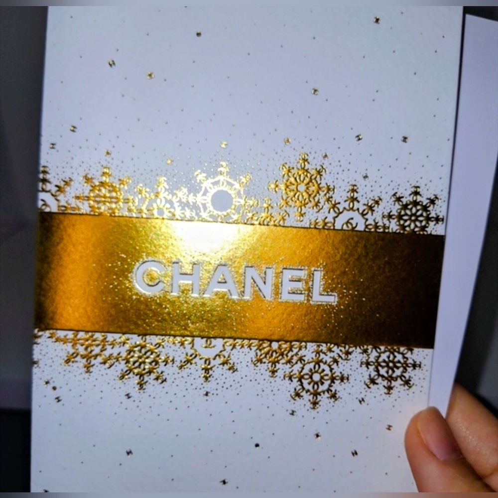CHANEL White and Gold Blank Greeting Card NEW